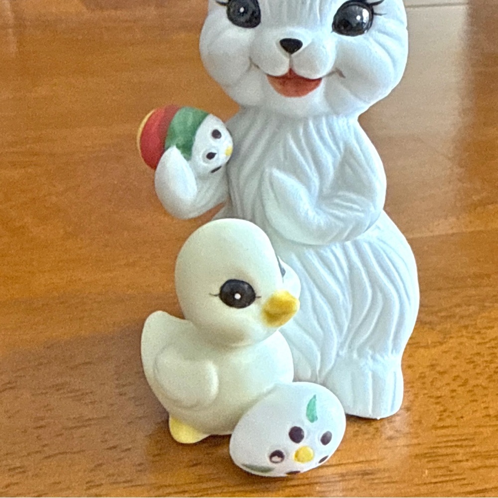 Vintage Easter Bunny Chick Figurine Made in Taiwan Spring Cottage Whimsy Decor - Picture 5 of 9